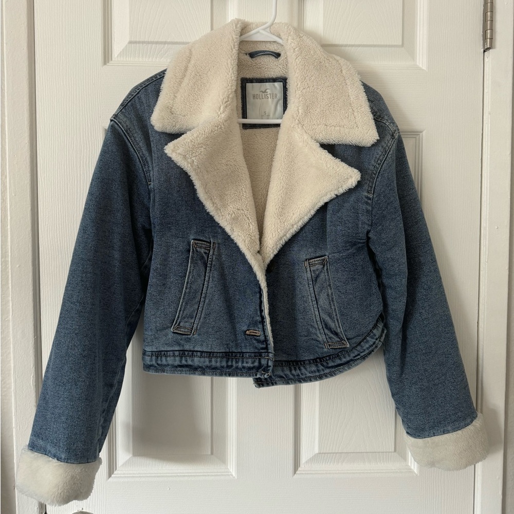 Denim Bomber Jacket with Sherpa